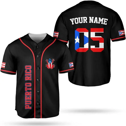 RoyalBro - Camiseta de béisbol de Puerto Rico personalizada con nombre del equipo, camiseta de béisbol puertorriqueña, hombre de béisbol