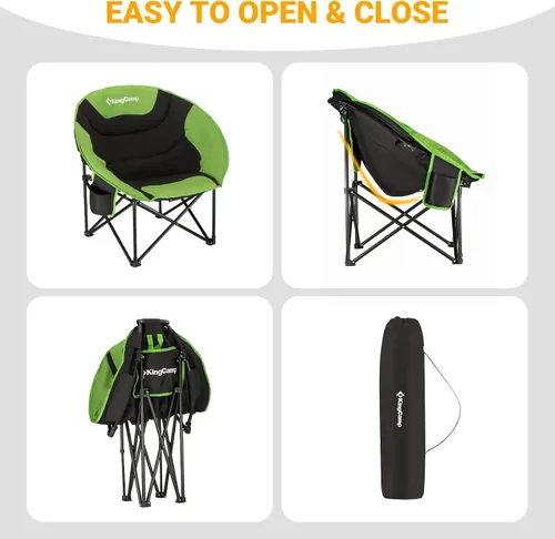 Miniatura 8 de KingCamp Sillón plegable Saucer Moon con bolsillo de almacenamiento para portavasos para interior o exterior, campamento y uso en el portón trasero