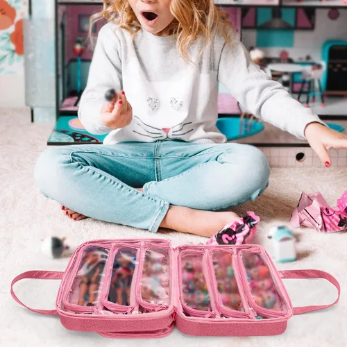 Miniatura 7 de Estuche de transporte para muñecas LoDrid compatible con todas las muñecas LOL Surprise, bolsa organizadora colgante con 6 bolsillos transparentes