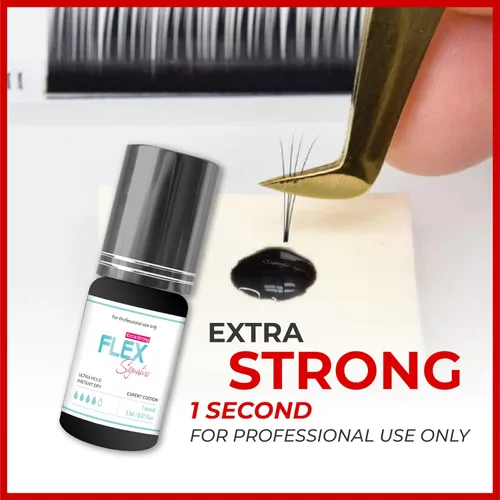 Miniatura 4 de THE LASH SUPPLY Pegamento de extensión de pestañas Flex Strong Hold de 0.17 onzas, suministros de extensión de pestañas, viscosidad media, retención