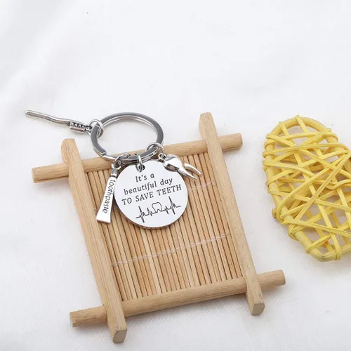 Miniatura 6 de CHOORO Llavero dental con texto en inglés It's a Beautiful Day to Save Teeth