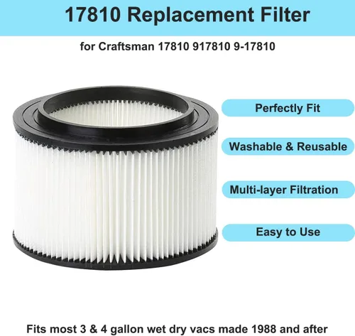 Miniatura 3 de CBT Supply Repuesto para Craftsman 17810 9-17810 9 17810 Limpiador multiusos 3 y 4 galones Shop Vac filtro de vacío húmedo y seco, paquete de 2