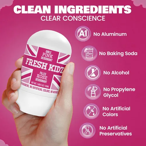 Miniatura 4 de Fresh Kidz Gel de baño de 16.9 onzas líquidas y 2 desodorantes en rollo de 1.86 onzas líquidas para niños y adolescentes - Conjunto rosa para niñas