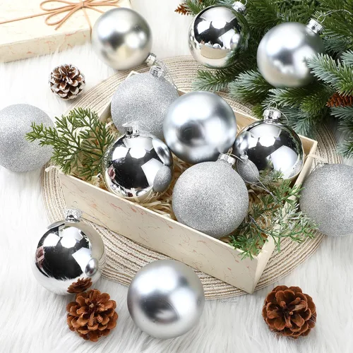 Miniatura 4 de Namalu 12 piezas 3.34" Adornos de bolas de Navidad de vidrio, adornos de bolas brillantes y mates, juego de adornos de bolas de árbol de Navidad