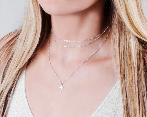 Miniatura 38 de Collar de cruz de oro para mujer, collares con colgante de cruz minimalista, longitud de 16 a 18 pulgadas, joyería cristiana hecha a mano, regalo