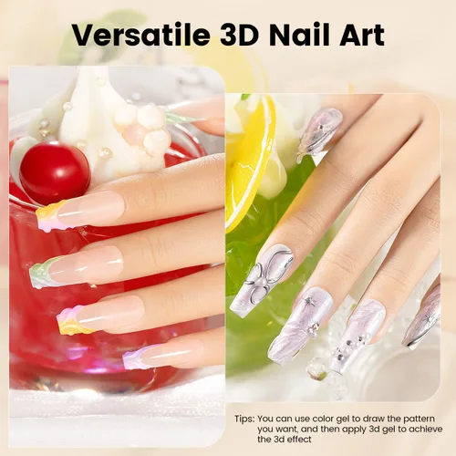 Miniatura 3 de RARJSM Gel de escultura 3D para diseños de arte de uñas, DIY Nail Charms Pegamento de diamantes de imitación 3D Nail Craving GelPolish Pintura