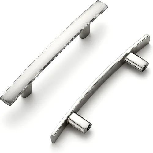 Miniatura 22 de Ravinte Paquete de 5 manijas de gabinete negras para gabinetes de cocina, tiradores curvados para cajones de 5-3/16 pulgadas de largo con agujero