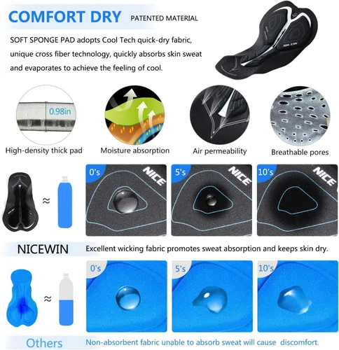 Miniatura 9 de NICEWIN - Pantalones cortos de ciclismo para hombre, con acolchado 3D y secado rápido
