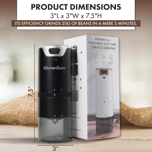 Miniatura 7 de Levare - Molinillo de café recargable, molinillo de café inalámbrico con rebabas de cerámica, funciona con batería de bajo ruido, ajustes