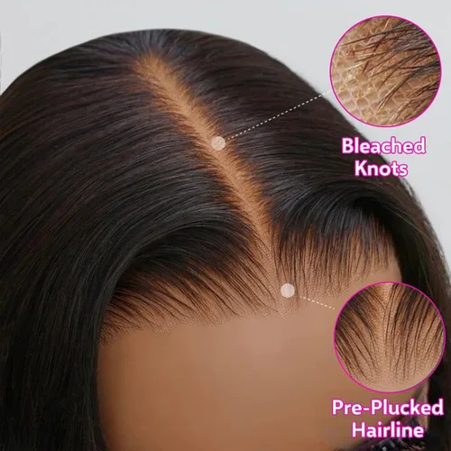 Miniatura 3 de Star Show Peluca de cabello humano sin pegamento, precortada 5x6 HD, encaje frontal, nudos blanqueados, 10 pulgadas