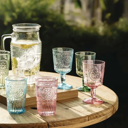 Miniatura 5 de Bormioli Rocco Romántico juego de 4 vasos enfriadores, 16 onzas, cristal de color, verde pastel, hecho en Italia.