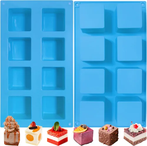 Miniatura 9 de Sidosir 3 moldes cubiertos de chocolate para galletas S'mores, moldes cuadrados de 6 cavidades de silicona para Smores, molde antiadherente de Azul