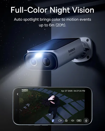 Miniatura 4 de Baseus Cámaras de seguridad solares inalámbricas para exteriores S1 Lite Kit de 4 cámaras, Solocam 2K, potencia continua, visión nocturna a