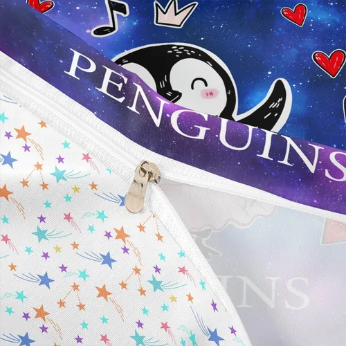Miniatura 6 de Juego de funda de edredón para niños, diseño de pingüino de dibujos animados, tamaño King, bonito juego de ropa de cama de animales de poste ártico