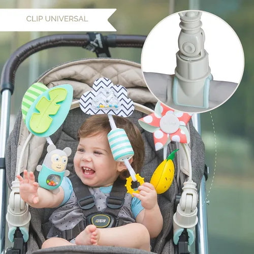 Miniatura 6 de Taf Toys Arco Tropical Ajustable para Asiento de Automóvil Infantil y Cochecito de Juguete para Bebés y Niños Pequeños, Arco de Cochecito, Juguetes