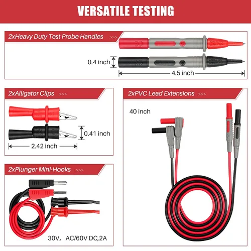 Miniatura 7 de AstroAI TRMS - Kit de cables de prueba de multímetro digital de 6000 cuentas+multímetro