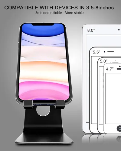Miniatura 6 de CreaDream Soporte Ajustable para Teléfono Celular, Soporte para Teléfono, Cuna, Base, Soporte, Soporte de Escritorio de Aluminio Compatible