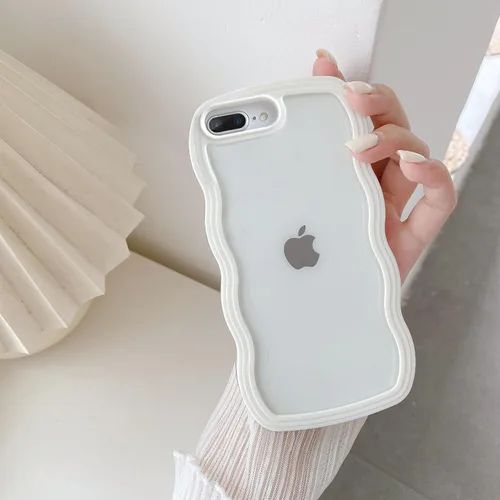 Miniatura 71 de QLTYPRI Funda compatible con iPhone 7/8/SE, bonita funda transparente con marco ondulado rizado para niñas y mujeres, funda protectora de TPU