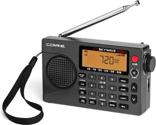 C. Crane CC Skywave SSB 2 AM, FM, onda corta, NOAA Weather + Alert, banda de aviación VHF escaneable y bandas laterales únicas Radio portátil de