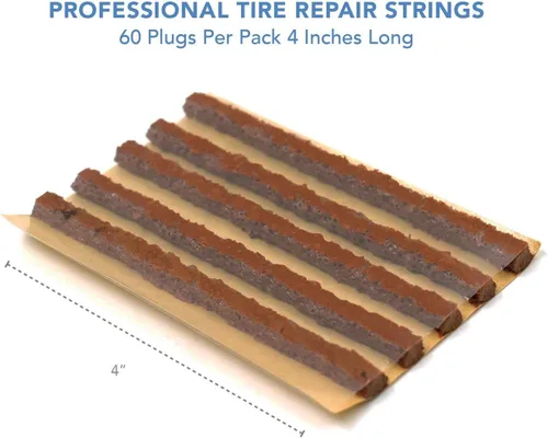 Miniatura 2 de CKAuto 60 cuerdas de reparación de neumáticos marrones de 4 pulgadas, tapones de reparación de neumáticos para neumáticos todoterreno sin cámara