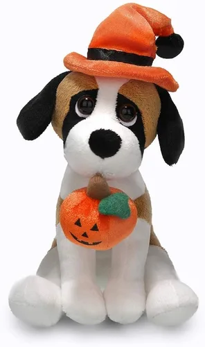 Miniatura 12 de Plushland Halloween Pawpals - Juguete de peluche de 8 pulgadas para cachorro, con sombrero y linterna Jack O Lantern de Halloween, calabaza
