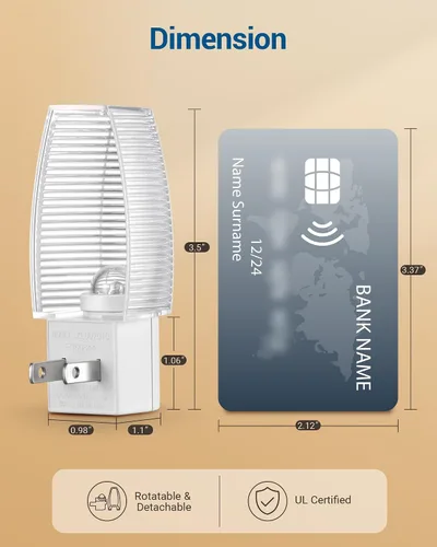 Miniatura 5 de DEWENWILS Luz nocturna enchufable con interruptor, luz nocturna LED de encendido y apagado manual para niños, guardería, dormitorio, baño, pasillo