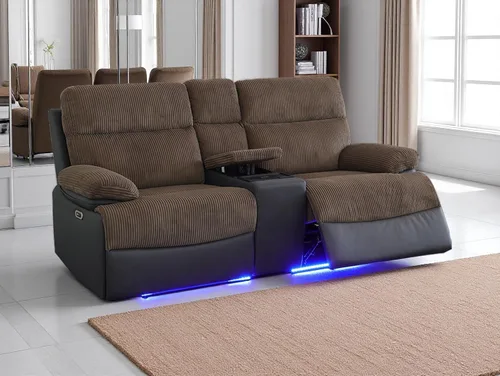 Miniatura 17 de Juego de sofá reclinable eléctrico, seccional de cuero transpirable beige, juego de muebles de sala de estar, 2 piezas, sofá reclinable eléctrico