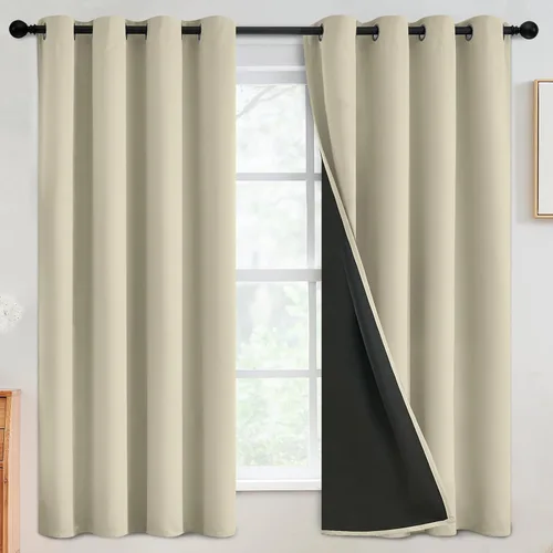 Miniatura 98 de SimpleHome - Cortinas opacas 100% para recámara, cortinas de ventana con ojales beige, con aislamiento térmico, cortinas de oscurecimiento