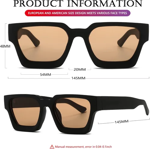 Miniatura 23 de AIEYEZO Gafas de sol cuadradas para mujeres y hombres, gafas de sol cuadradas con montura gruesa, estilo de diseñador simple