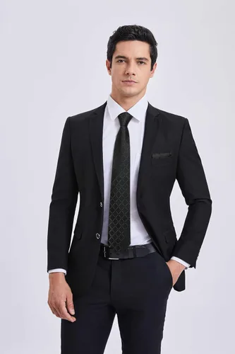 Miniatura 297 de HISDERN Conjunto de corbata a cuadros a cuadros pañuelo tejido clásico formal para hombre corbata y bolsillo cuadrado