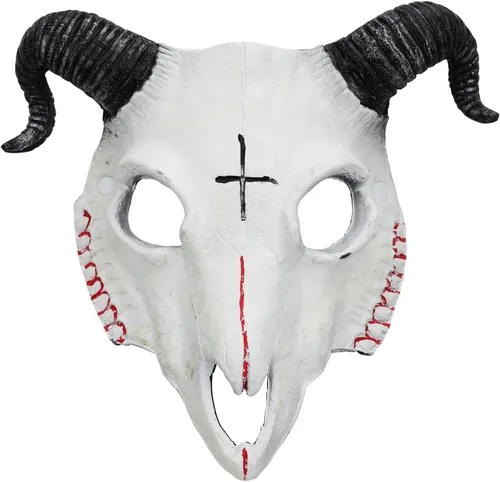 Miniatura 11 de Máscara de cabra para Halloween, oveja, cráneo, carnaval, fiesta, poliuretano, animal, cuerno de animal, cosplay, fiesta, accesorio de disfraz Negro