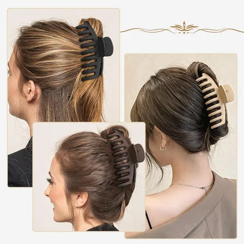 Miniatura 5 de Paquete de 6 pinzas para el cabello de 4 pulgadas para cabello grueso, pinzas de pelo mate grandes para mujeres, pinzas de plátano de sujeción fuerte