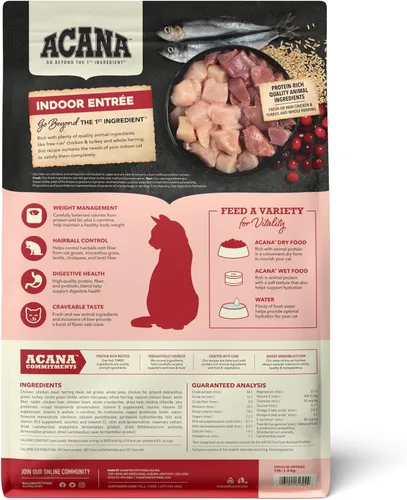 Miniatura 2 de ACANA Alimento seco para gatos de interior Entrada de pollo, pavo, arenque entero y conejo, bolsa de 4 libras