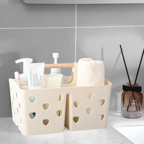 Miniatura 2 de Anyoifax Organizador de Ducha Portátil Cesta de Ducha de Plástico Organizador de Baño Dividido Organizador de Limpieza de Almacenamiento con Asa