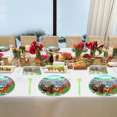 Miniatura 7 de Roshtia 192 piezas de suministros de fiesta Derby para decoración de fiesta de carreras de caballos, juego de vajilla para fiesta del día del Derby