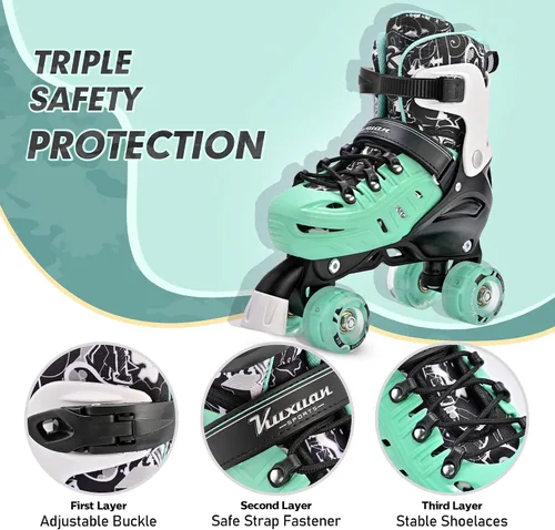 Miniatura 3 de Kuxuan Skates Patines de ruedas para niñas y niños, 4 tamaños ajustables, patines divertidos para niños pequeños con ruedas iluminadas para Blanco