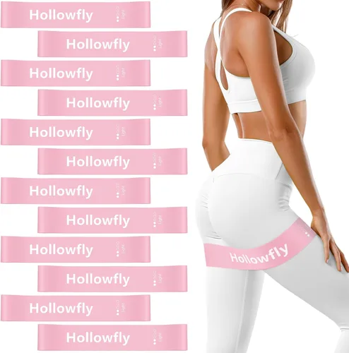 Hollowfly 12 bandas de ejercicio de látex para entrenamiento de glúteos, bandas de ejercicio elásticas antideslizantes para piernas, sentadillas,