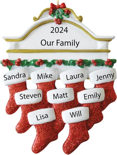 Miniatura 8 de Adornos de Navidad familiares personalizados 2025 – Adorno personalizado para familia de 6, recuerdo de seis nietos o nietos, adorno de chimenea