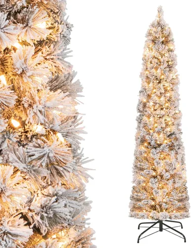Miniatura 24 de Goplus Árbol de Navidad negro sin luz de 7.5 pies, árbol de Halloween artificial con 1258 puntas de rama, soporte de metal, árbol completo