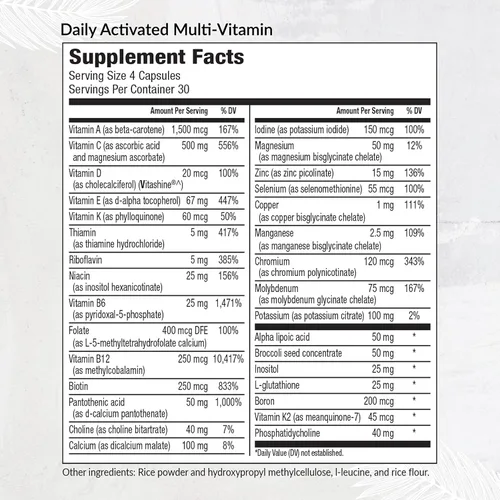 Miniatura 2 de Equilife Multivitamínico activado diariamente para mujeres y hombres. Vitaminas B metiladas, 21 vitaminas clave, minerales y mezcla de antioxidantes