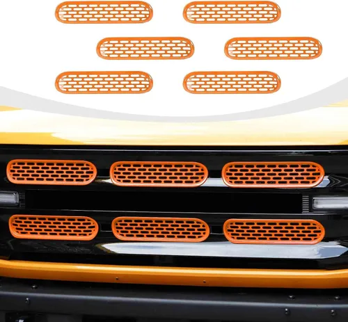 Miniatura 8 de RAZPOY Para insertos de parrilla de malla Bronco, 6 piezas de cubierta protectora de rejilla frontal con clip compatible con accesorios exteriores