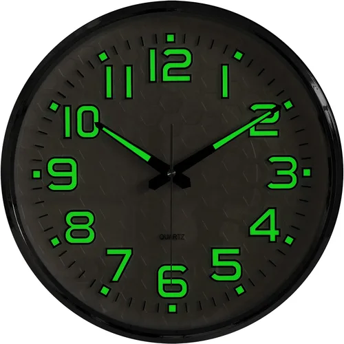 Miniatura 10 de Plumeet Reloj de pared con luz nocturna de 13 pulgadas con función silenciosa y brillante que no hace tictac, funciona con pilas, para el hogar, Luz