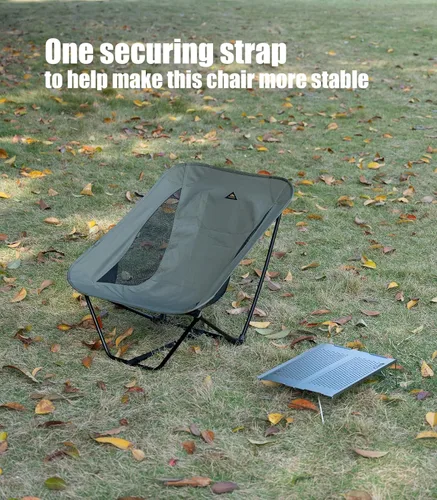 Miniatura 4 de iClimb Silla plegable de camping compacta ultraligera baja con bolsillo lateral y bolsa de transporte (malla negra)