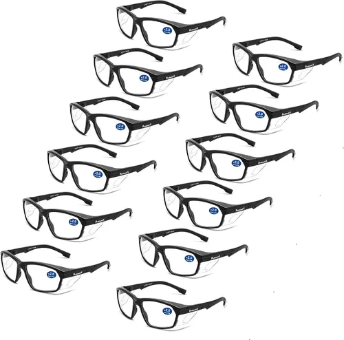 Miniatura 52 de ProtectX Anteojos de seguridad clásicos, lentes antivaho resistentes a los arañazos, gafas protectoras para el trabajo, interior/exterior, ANSI Z87.1