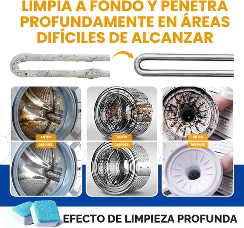 Miniatura 6 de Tabletas Limpiadoras para Lavadora Paquete de 24 Descalcificador Potente - Limpieza Profunda para Lavadoras HE de Carga Frontal y Superior Seguro