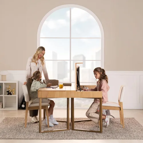 Miniatura 5 de Escritorio convertible, escritorio de oficina en casa simple y moderno con almacenamiento, escritorio plegable en mesa de comedor, mesa de comedor