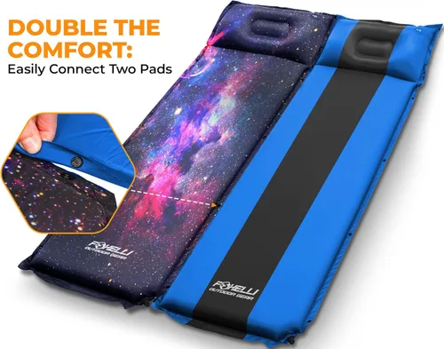 Miniatura 5 de Foxelli Almohadilla de dormir autoinflable para campamento, mochileros, senderismo, espuma aislada, ligera, colchón inflable de campamento