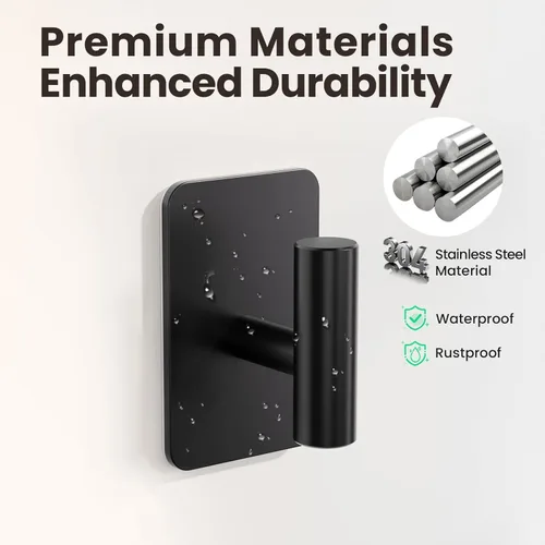 Miniatura 6 de Aikzik Ganchos Negros para Colgar de Alta Resistencia, Ganchos de Pared para Ducha, Baño, Toalla, Abrigo, Bata, Ganchos Adhesivos Impermeables