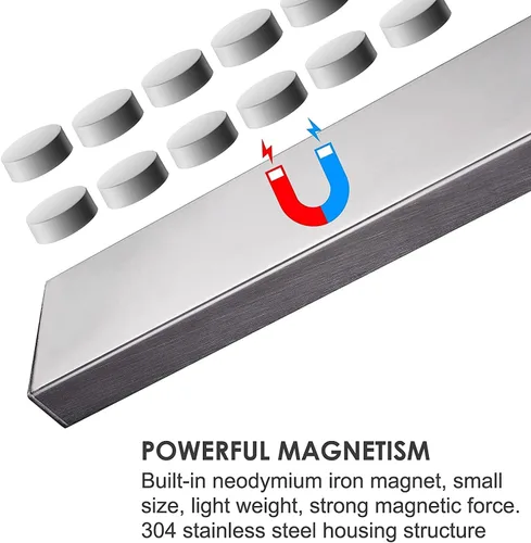Miniatura 2 de Soporte magnético para cuchillos de 8 pulgadas para pared sin taladro - Tira magnética de acero inoxidable mejorada con tipo 3M, barra de tira