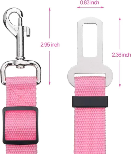 Miniatura 2 de Elisel Elisel - Paquete de 2 cinturones de seguridad de automóvil para mascotas, perros y gatos, longitud ajustable, accesorios para mascotas